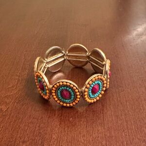 Multi-Color Beaded Disc Stretch Bracelet